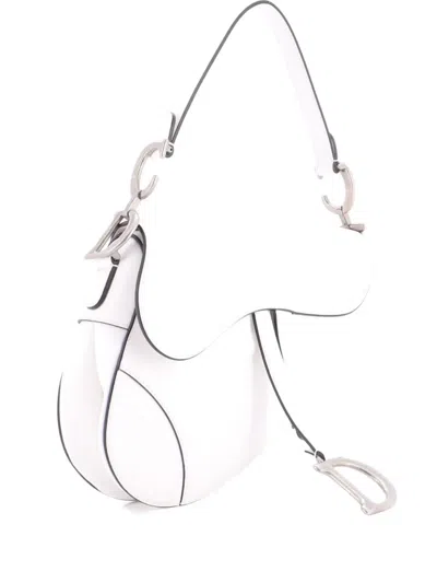 Pre-owned Dior Saddle Handbag Leather Medium Shoulder Bag In White