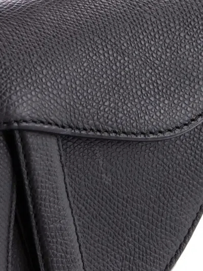 Pre-owned Dior Saddle Handbag Leather Mini Shoulder Bag In Black