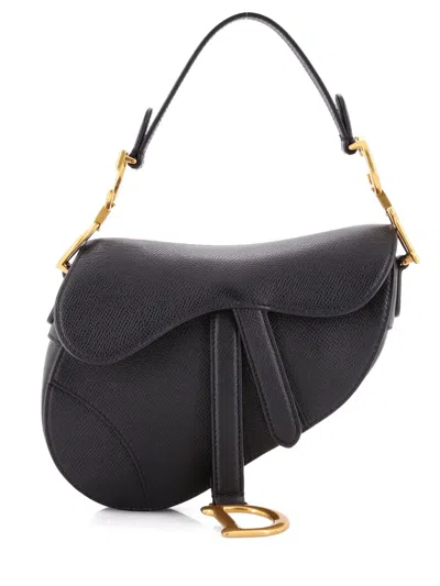 Pre-owned Dior Saddle Handbag Leather Mini Shoulder Bag In Blue