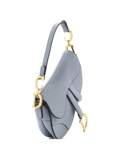 Pre-owned Dior Saddle Handbag Leather Mini Shoulder Bag In Blue
