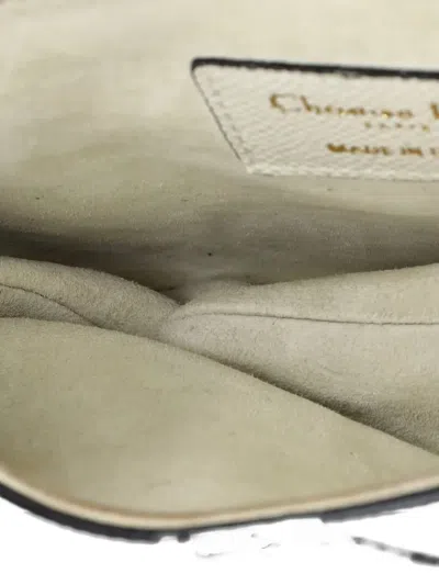 Pre-owned Dior Saddle Handbag Leather Mini Shoulder Bag In Neutral