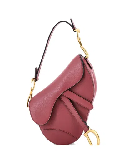 Pre-owned Dior Saddle Handbag Leather Mini Shoulder Bag In Pink