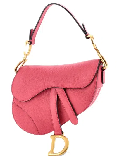 Pre-owned Dior Saddle Handbag Leather Mini Shoulder Bag In Pink
