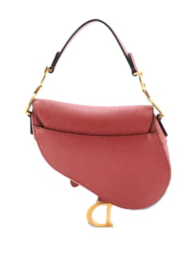 Pre-owned Dior Saddle Handbag Leather Mini Shoulder Bag In Pink