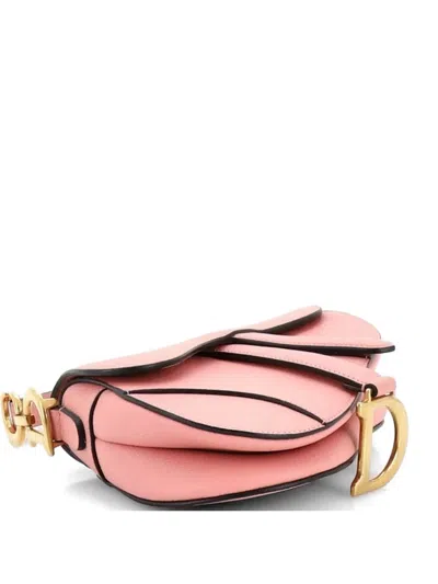 Pre-owned Dior Saddle Handbag Leather Mini Shoulder Bag In Pink