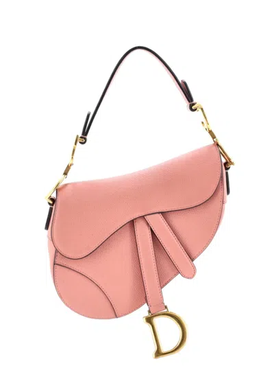 Pre-owned Dior Saddle Handbag Leather Mini Shoulder Bag In Pink