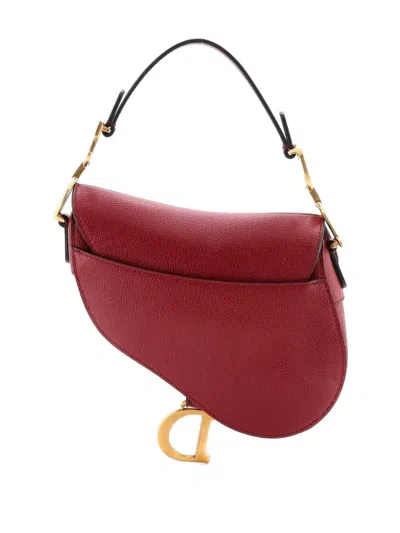 Pre-owned Dior Saddle Handbag Leather Mini Shoulder Bag In Red