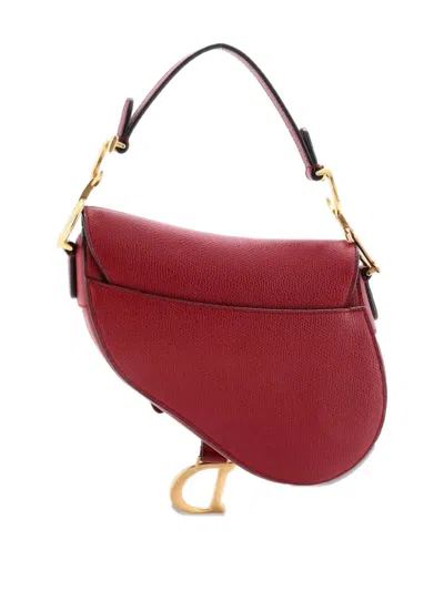 Pre-owned Dior Saddle Handbag Leather Mini Shoulder Bag In Red