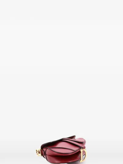 Pre-owned Dior Saddle Handbag Leather Mini Shoulder Bag In Red