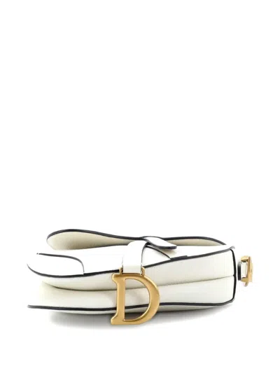 Pre-owned Dior Saddle Handbag Leather Mini Shoulder Bag In White