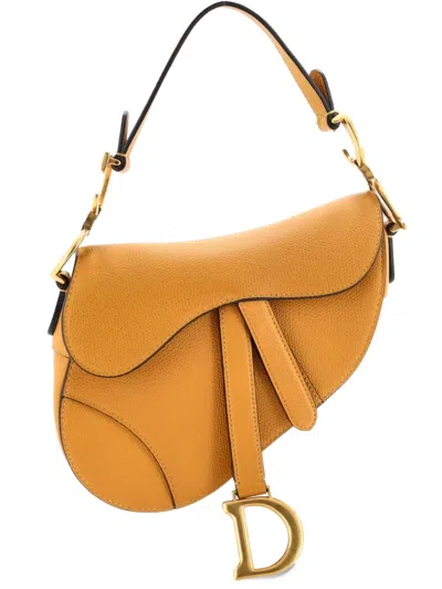 Pre-owned Dior Saddle Handbag Leather Mini Shoulder Bag In White