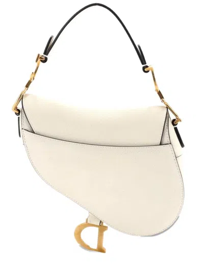 Pre-owned Dior Saddle Handbag Leather Mini Shoulder Bag In White