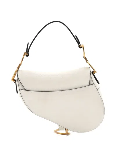 Pre-owned Dior Saddle Handbag Leather Mini Shoulder Bag In White