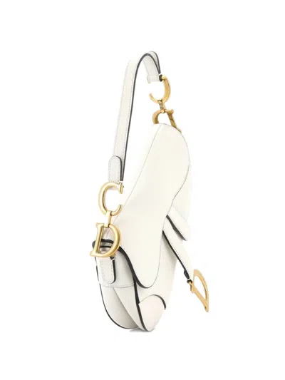 Pre-owned Dior Saddle Handbag Leather Mini Shoulder Bag In White