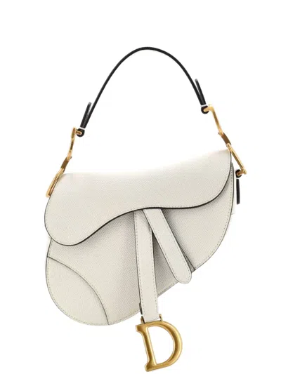 Pre-owned Dior Saddle Handbag Leather Mini Shoulder Bag In White