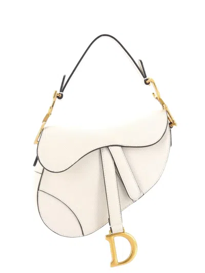 Pre-owned Dior Saddle Handbag Leather Mini Shoulder Bag In White