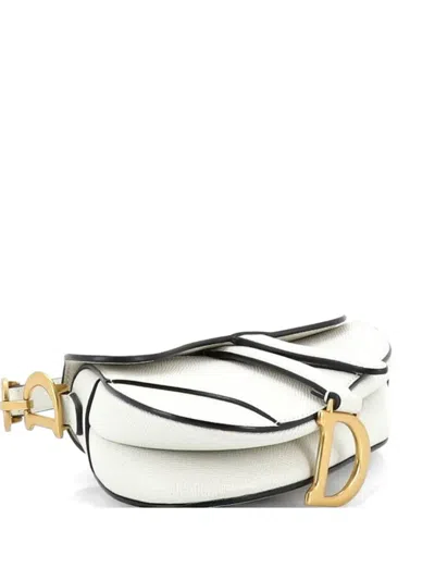 Pre-owned Dior Saddle Handbag Leather Mini Shoulder Bag In White
