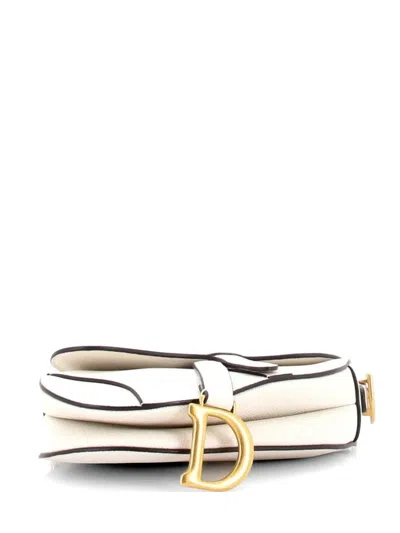Pre-owned Dior Saddle Handbag Leather Mini Shoulder Bag In White