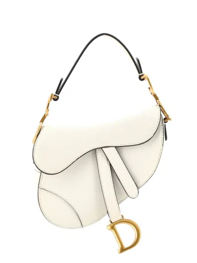 Pre-owned Dior Saddle Handbag Leather Mini Shoulder Bag In White