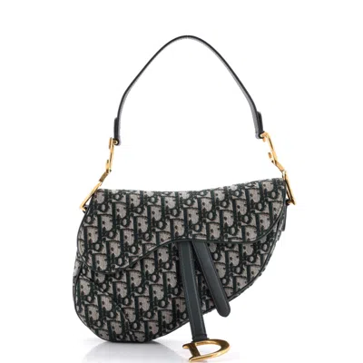 Dior Saddle Handbag Oblique Canvas Medium In Green
