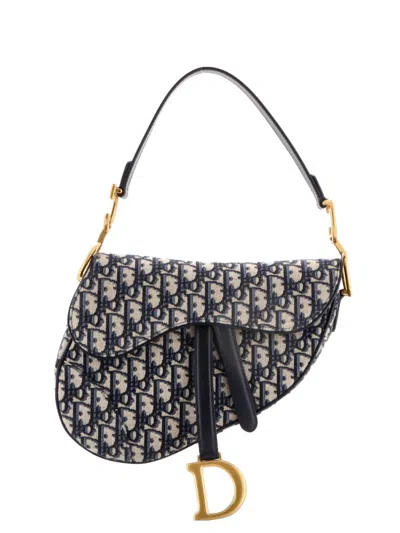 Pre-owned Dior Saddle Handbag Oblique Canvas Medium Shoulder Bag In Blue