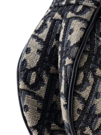 Pre-owned Dior Saddle Handbag Oblique Canvas Mini Shoulder Bag In Blue