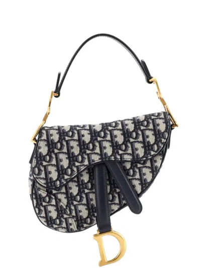 Pre-owned Dior Saddle Handbag Oblique Canvas Mini Shoulder Bag In Blue