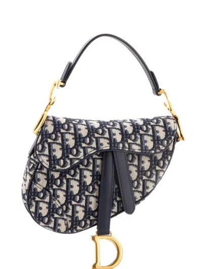 Pre-owned Dior Saddle Handbag Oblique Canvas Mini Shoulder Bag In Blue
