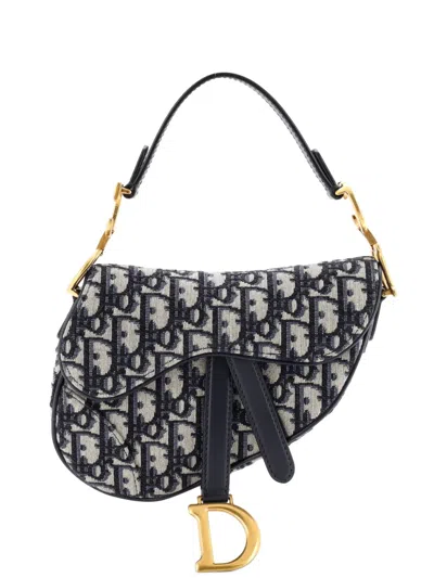 Pre-owned Dior Saddle Handbag Oblique Canvas Mini Shoulder Bag In Blue