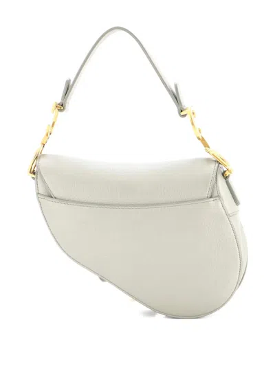 Pre-owned Dior Saddle Handbag With Strap Leather Mini Shoulder Bag In Green