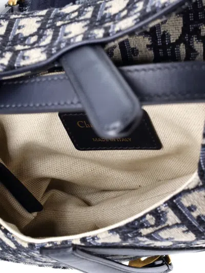 Pre-owned Dior Saddle Handbag With Strap Oblique Canvas Mini Shoulder Bag In Blue