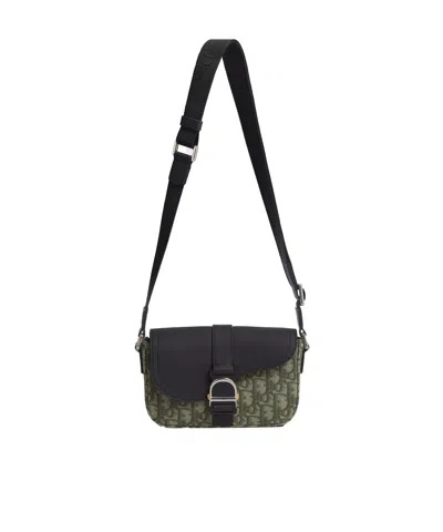 Dior Saddle Heritage Mini Flap Messenger Bag In Green