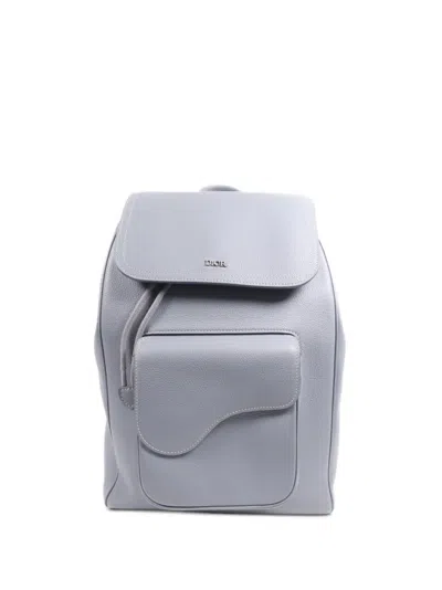 Pre-owned Dior Saddle Leather Backpack In Blue