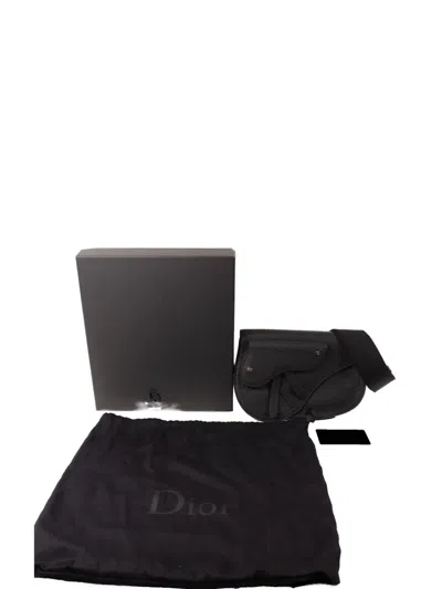Pre-owned Dior Saddle Leather Belt Bag In Black