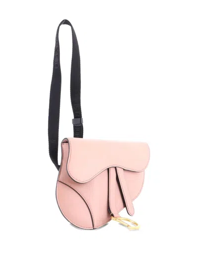 Pre-owned Dior Saddle Leather Belt Bag In Pink