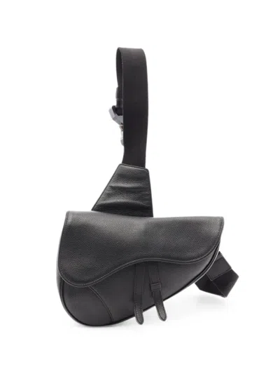 Pre-owned Dior Saddle Leather Body Bag In Black