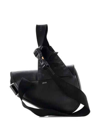 Pre-owned Dior Saddle Leather Crossbody Bag In Black