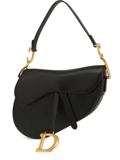 Pre-owned Dior Saddle Leather Handbag In Black