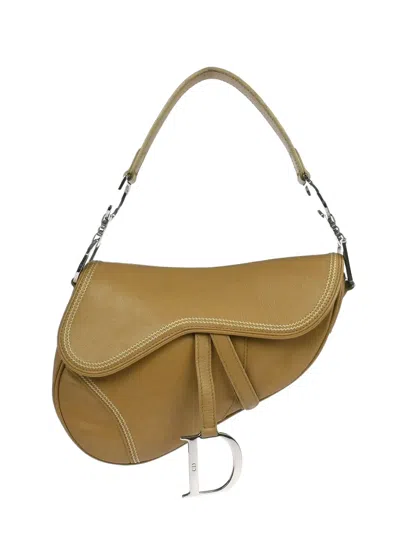 Pre-owned Dior Saddle Leather Handbag In Neutral