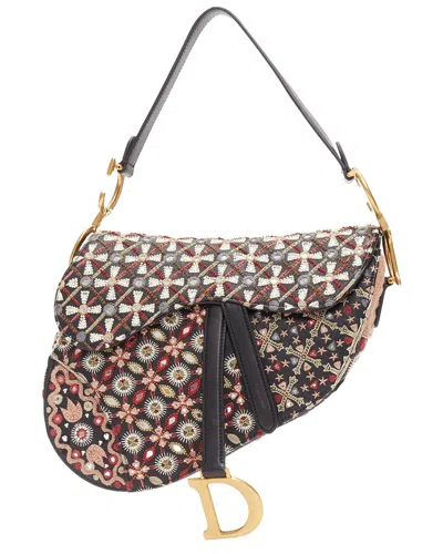 Dior Saddle Limited Edition Black Colorful Ethnic Beads Shoulder Bag  (authentic Pre-loved) In Red
