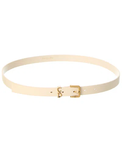 Dior Saddle Loop Leather Belt In Neutral