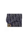 Dior Saddle Lotus Wallet In Blue