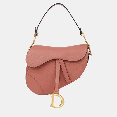 Pre-owned Dior Saddle Medium Pink Leather Shoulder Bag