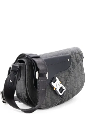Pre-owned Dior Saddle Messenger Pouch Oblique Canvas Crossbody Bag In Grey
