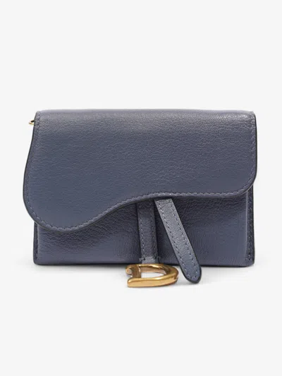 Dior Saddle Micro With Chain Leather Shoulder Bag In Blue