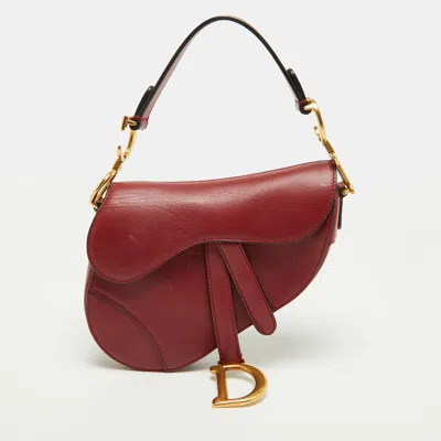 Pre-owned Dior Saddle Mini Red Leather Bag