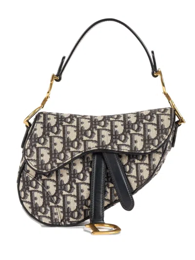Pre-owned Dior Saddle Monogram Shoulder Bag In Blue