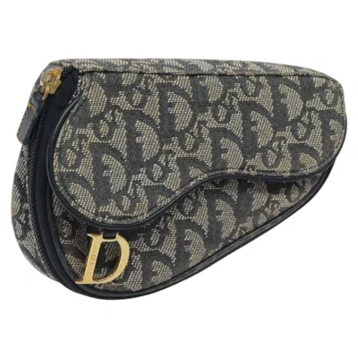 Pre-owned Dior Saddle Navy Canvas Clutch Bag ()
