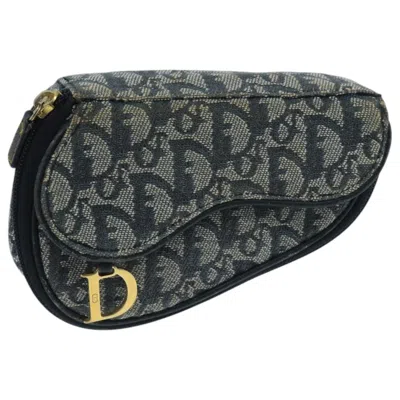 Pre-owned Dior Saddle Navy Canvas Clutch Bag ()