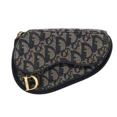 Pre-owned Dior Saddle Navy Canvas Clutch Bag ()